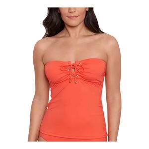 Lauren Ralph Lauren Women’s Tubini Swim Top Lace-Up Strapless Orange Size 10, 14
